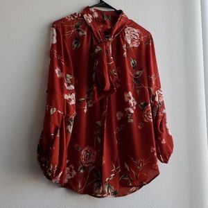 NY&C Front tie Red Floral Blouse